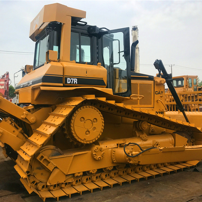 Caterpillar D7R Pusher Blade Crawler Dozer Tractor Farm Used Construction Site Equipment Debris Clearing Pushing Dozing Machine